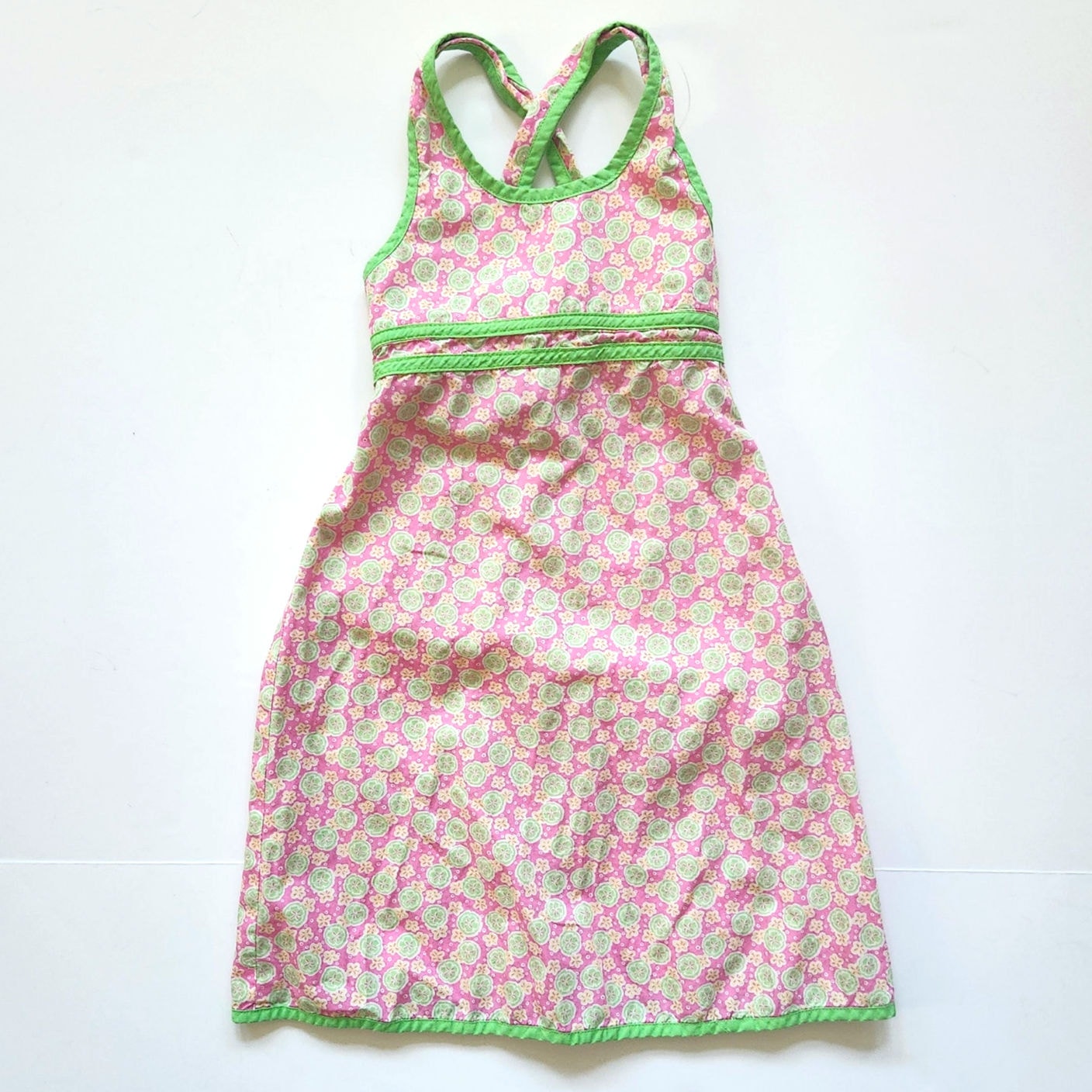 Lilly Pulitzer Vintage 90s Girls Pink & Green Sandollar Sleeveless Dress Size 5
