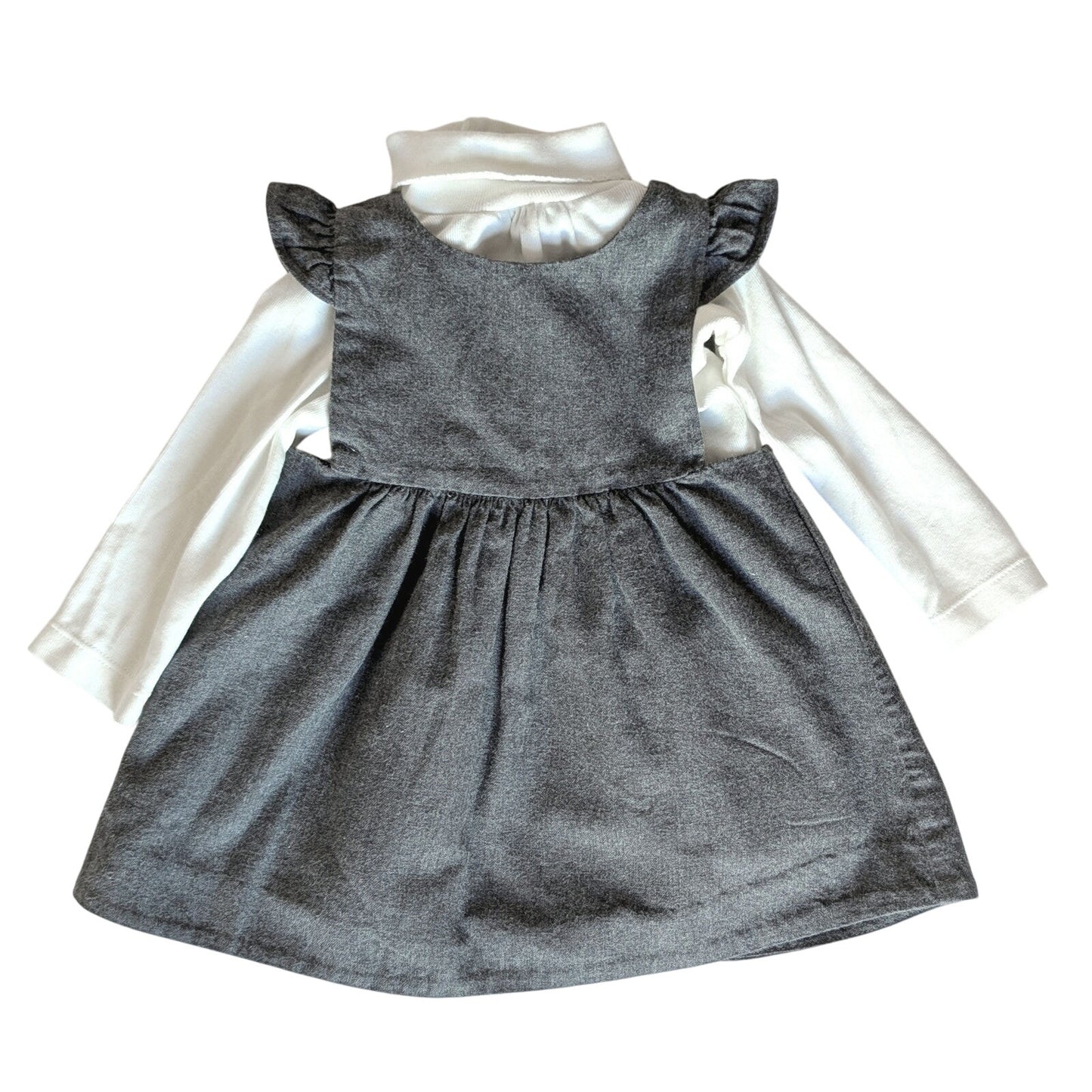Jacadi Paris Baby Girls’ Pinafore Dress & Turtleneck Bodysuit | Size 6-9 Months