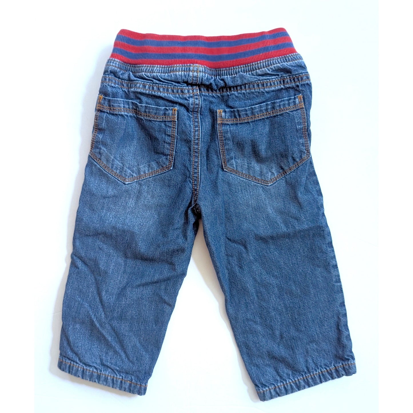 Vintage Y2K Baby Boden Blue Denim Jeans Pants Red Elastic Waistband Lined VGUC