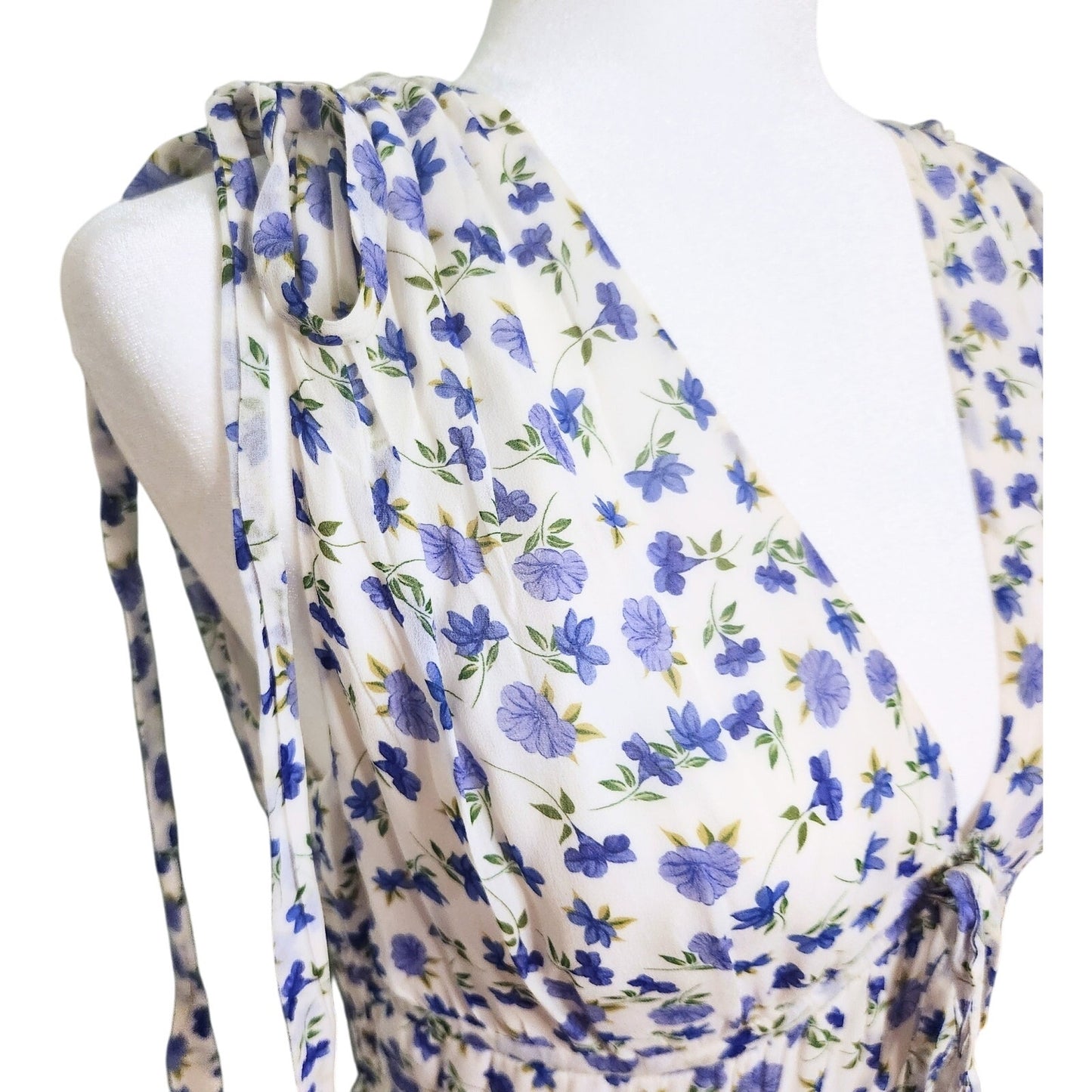 Shoshanna Helena Dress Size 8 Blue Floral Sleeveless Lightweight Viscose Midi