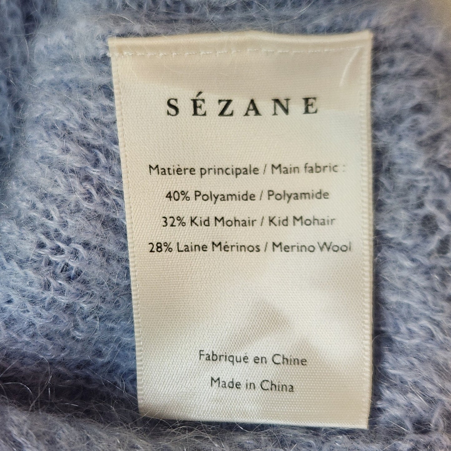 Sezane Women's Diane Jumper Mohair Bishop Sleeve Sweater Light Blue Size M