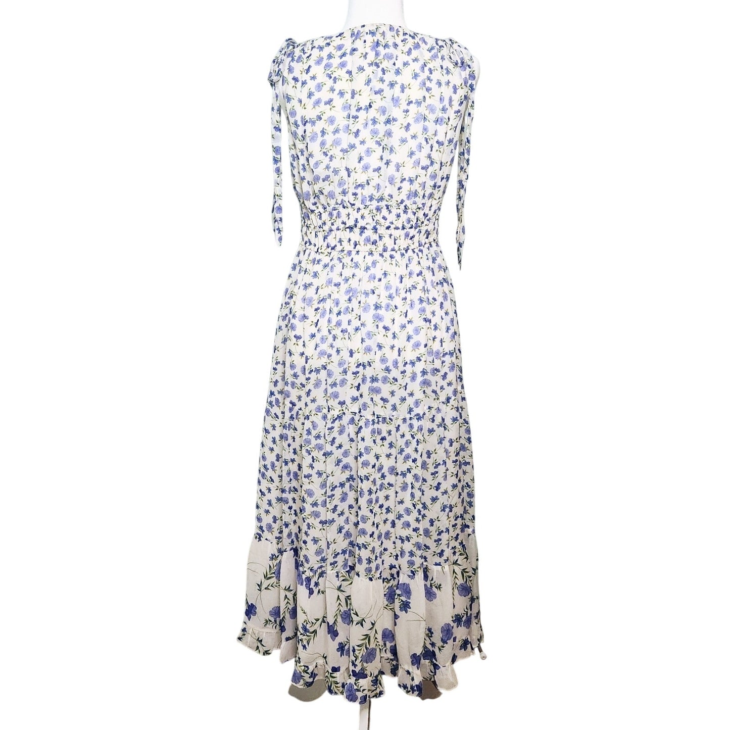 Shoshanna Helena Dress Size 8 Blue Floral Sleeveless Lightweight Viscose Midi