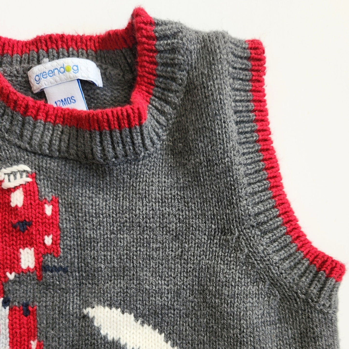 Greendog Vintage Y2K Christmas Holiday Train Embroidered Sweater Vest Sz 12 mos
