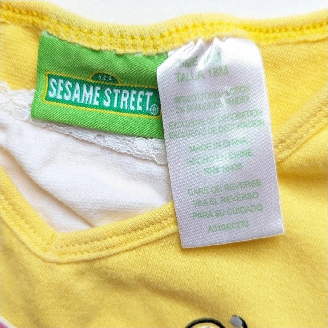 Vintage Sesame Street Baby Shirt Yellow “Love Peace Elmo” Tunic Size 18 Months