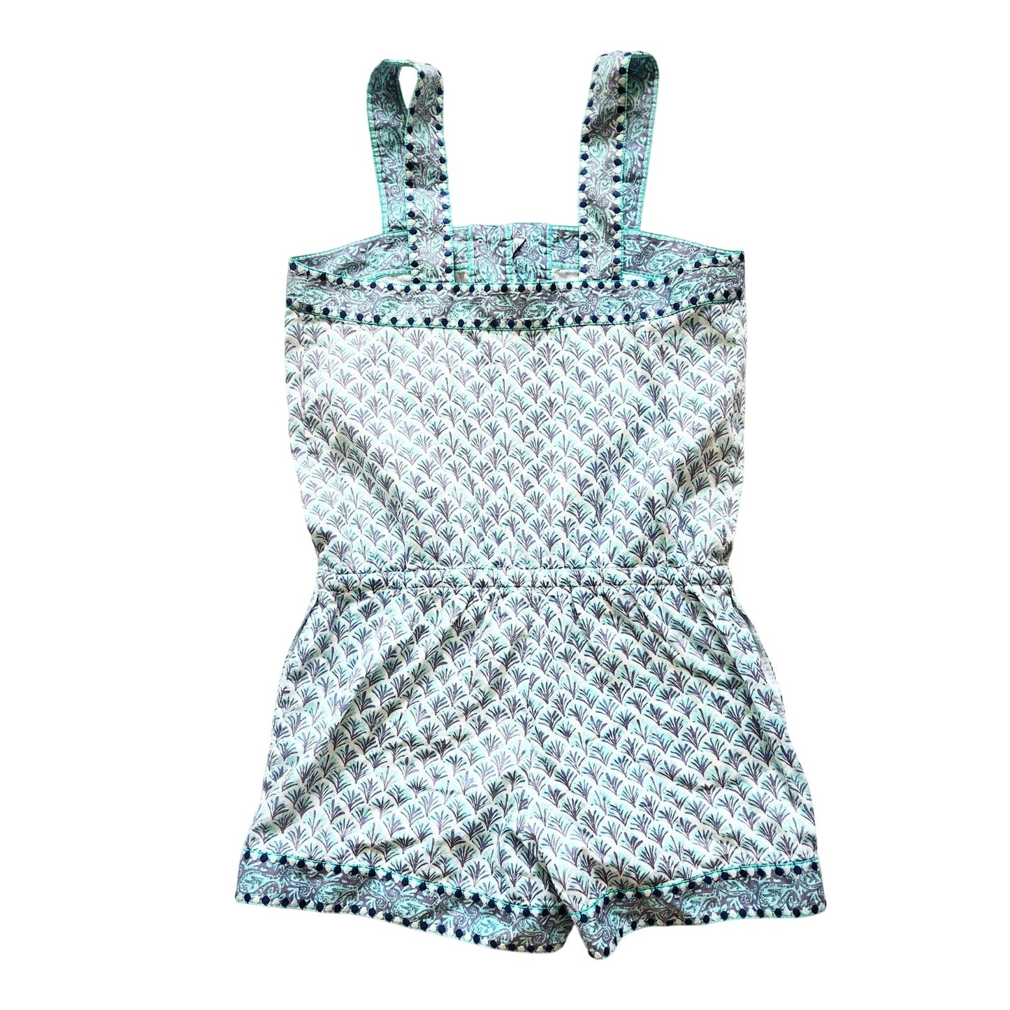 Vineyard Vines Embroidered Tiny Leaves Sleeveless Cotton Boho Romper Women's Size XXS