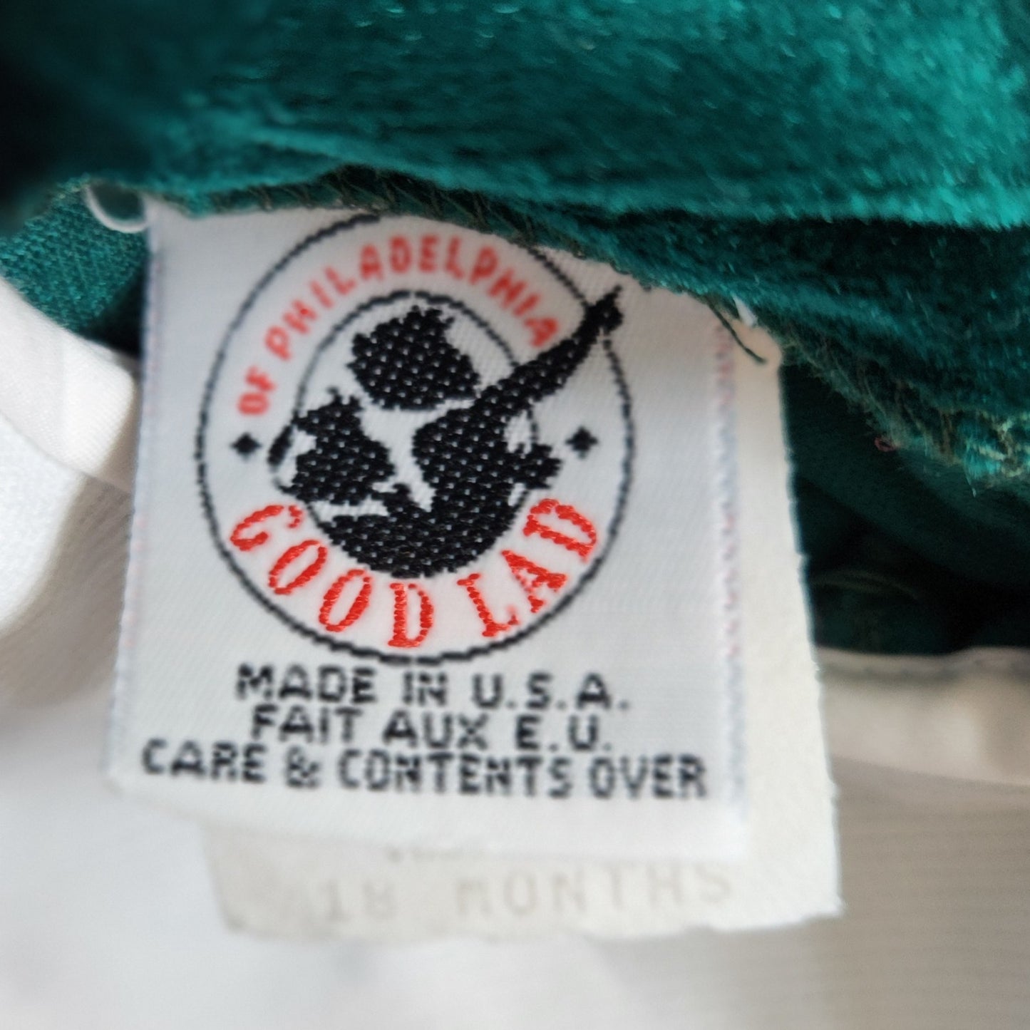 Goodlad Vintage 80s Green Velour Eyelet One Piece Infant Jumpsuit Sz 18 mos