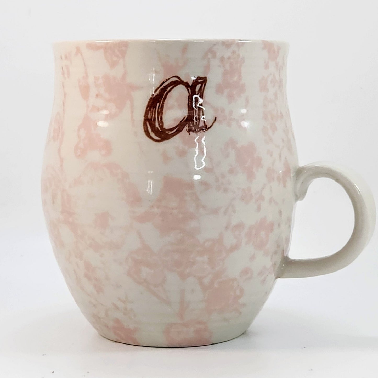Anthropologie Homegrown Letter "a" Monogram Initial Mug Pink, Brown & White | Home