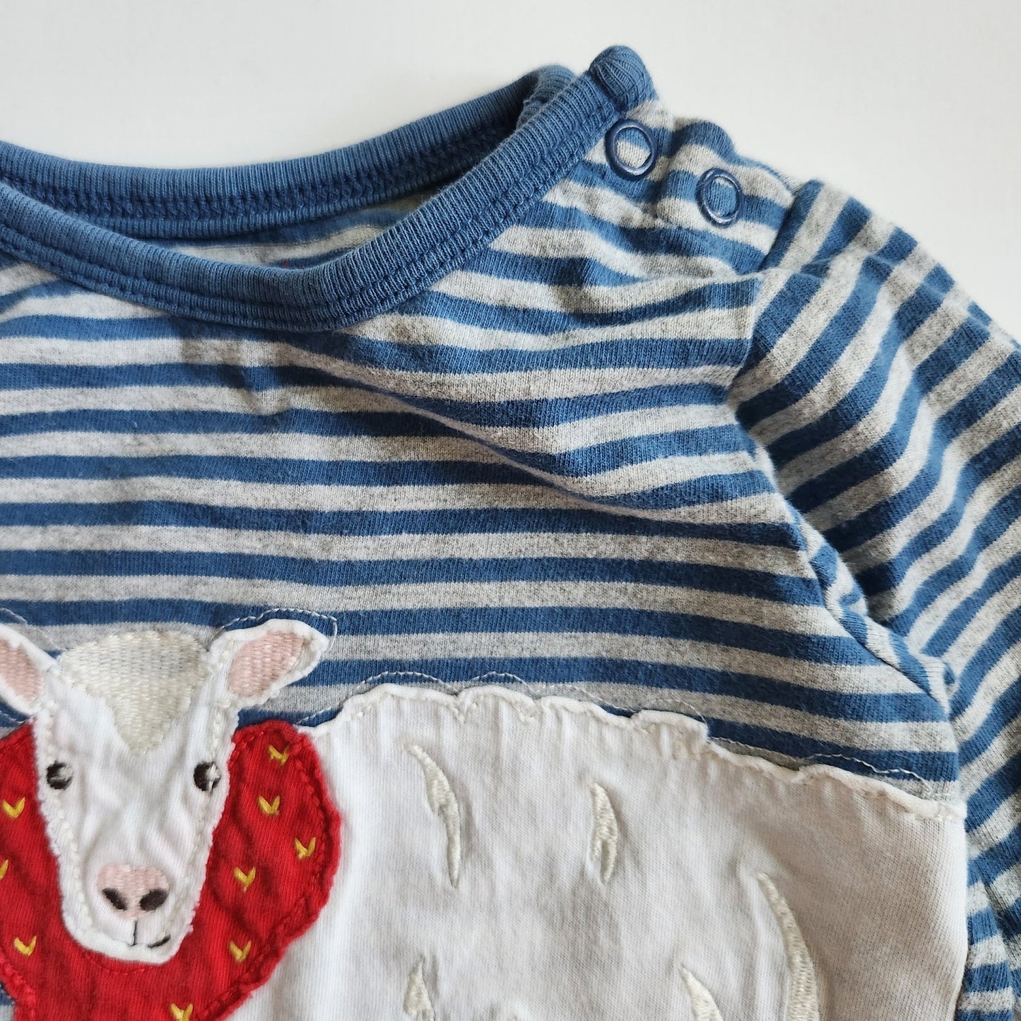 Baby Boden Infant Blue Striped Sheep in Scarf Long Sleeve Tee Size 6-12 Months