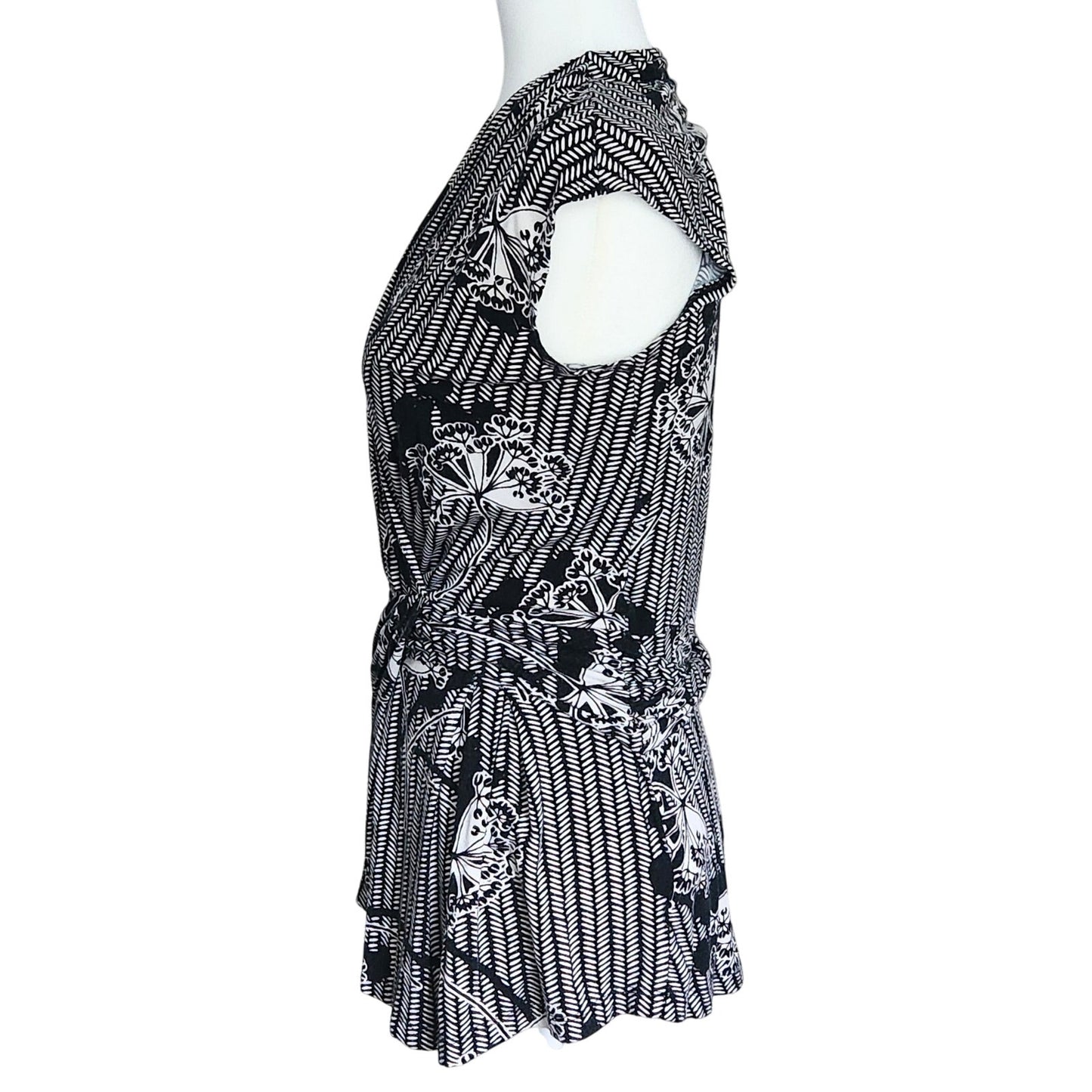 Anthropologie Women's Black & White Draped Lorine Top by Deletta Size M