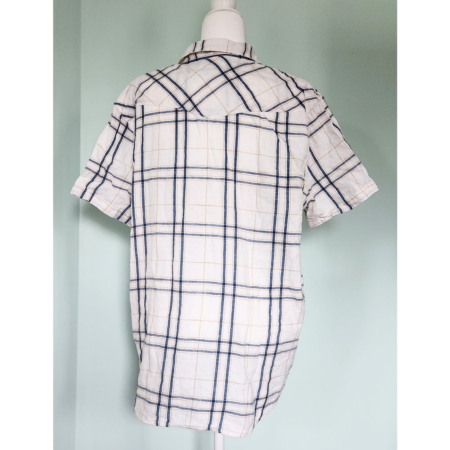 Lucky Brand Men's Short Sleeve Classic Fit Blue Plaid Cotton Flannel Shirt Sz XL