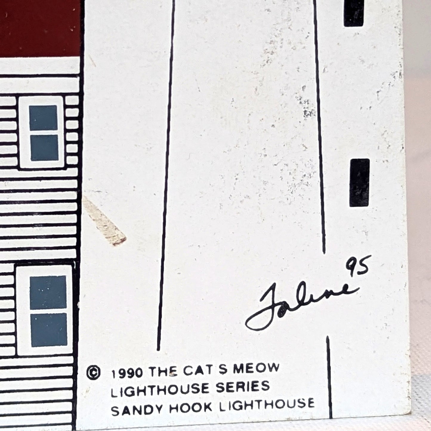 Cat's Meow Vintage 1990 Sandy Hook Lighthouse, Lighthouse Series Signed 1995