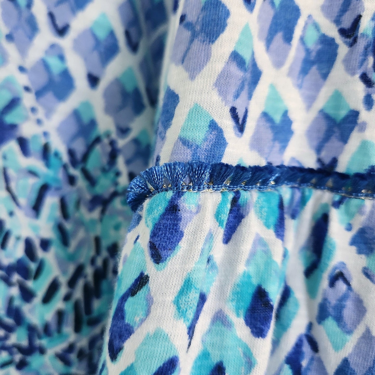 Lilly Pulitzer Aleece Joy Dress Oyster Bay Navy Ruffle Your Feathers Blue Pineapple Print Women's Size Large Long Sleeve Tunic