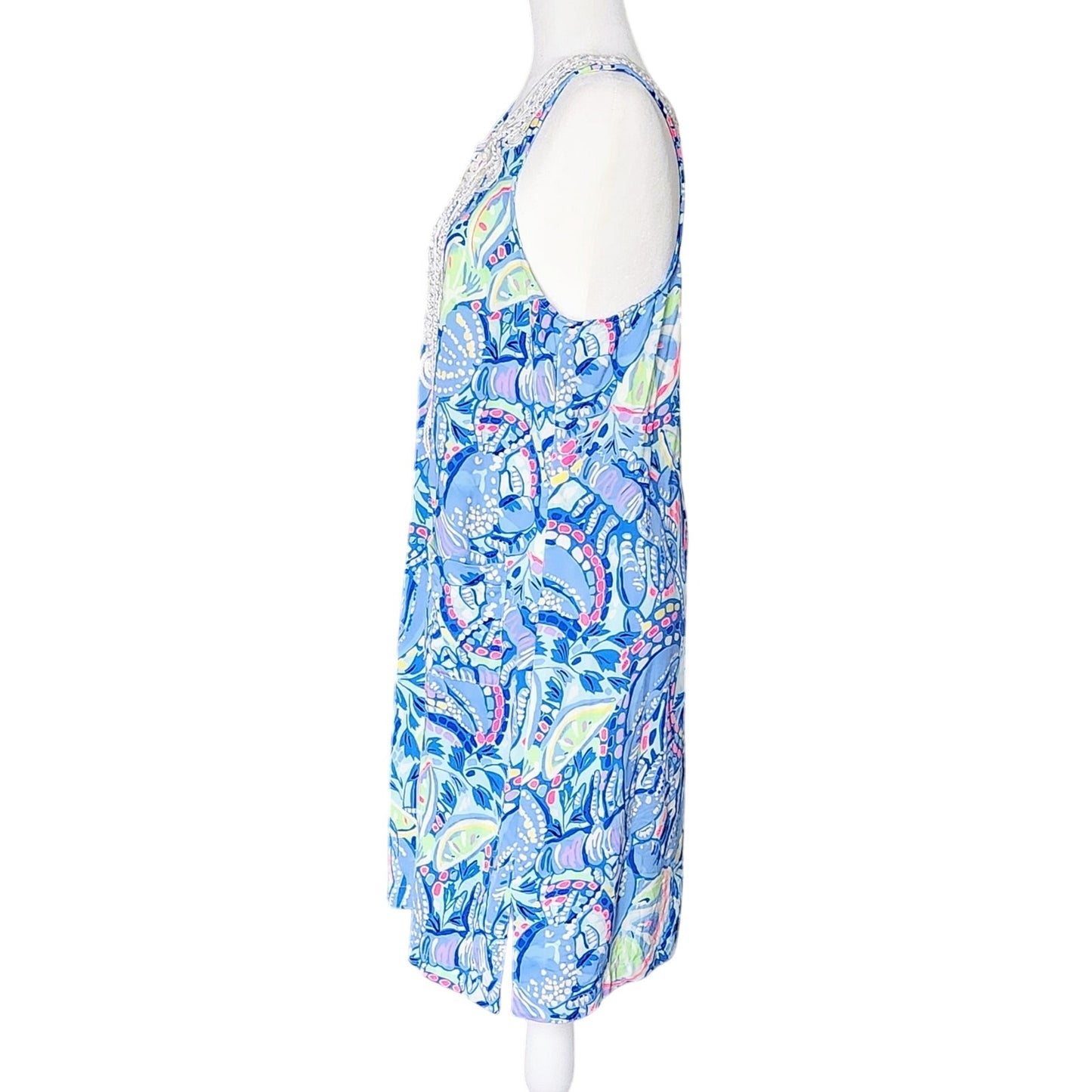 Lilly Pulitzer Carlotta Shift Dress Blue Peri Pinch Corded Lace Women's Size 10 | Resort Wear