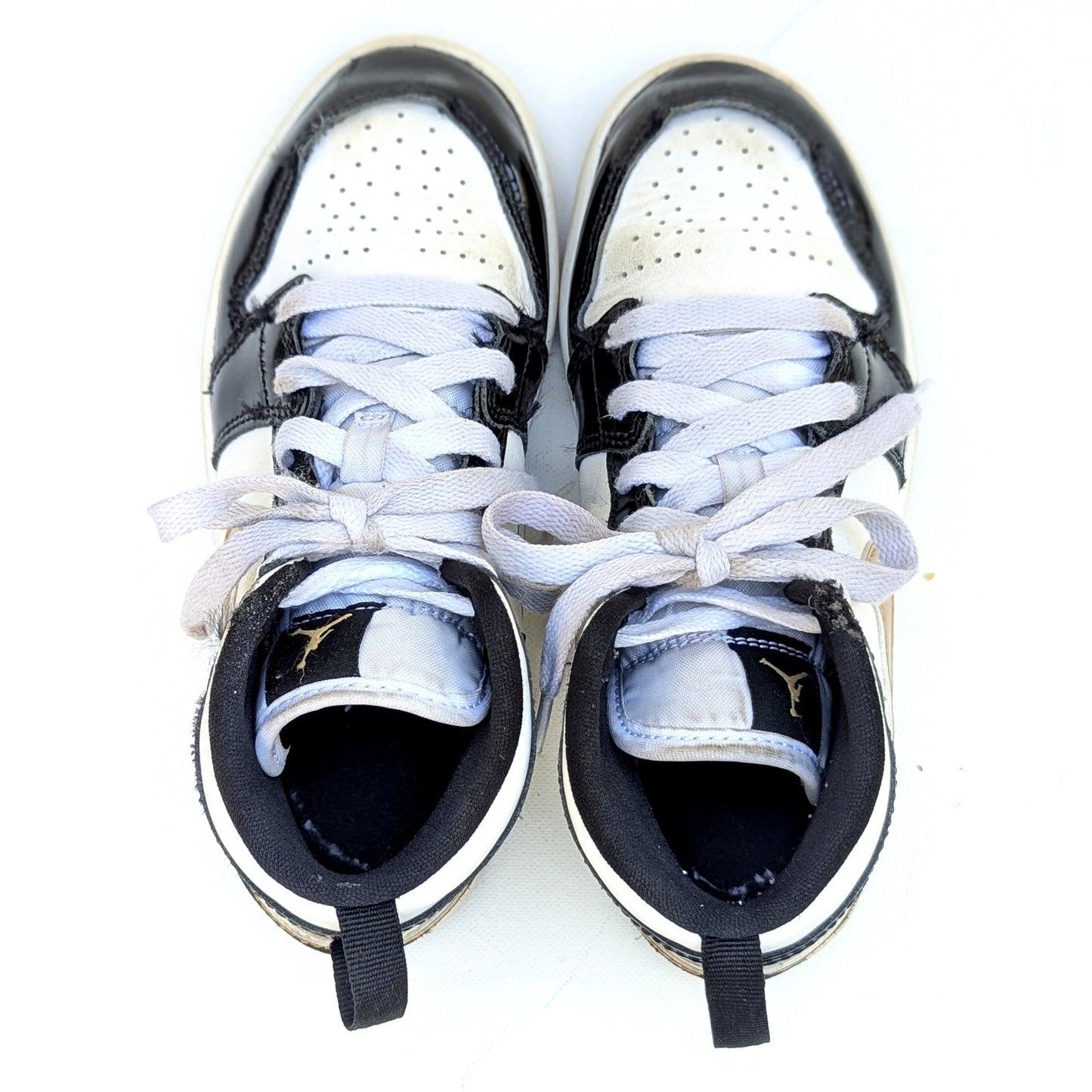 Nike Kids Air Jordan 1 Mid SE Toddler Shoes Size 9 Black Gold White Sneakers