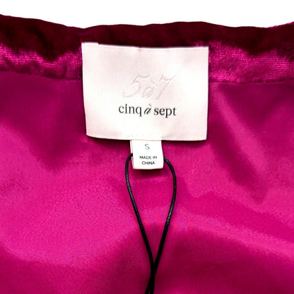 Cinq à Sept Women's Theo Velvet Puff Sleeve Wrap Top Fuschia Size S Silk Rayon Blend NWT