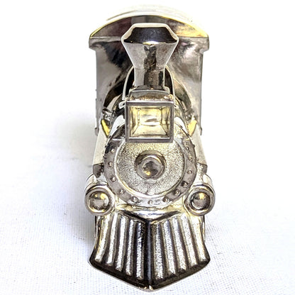 Vintage 1990s Silverplate Metal Train Coin Piggy Bank Collectible Keepsake "Dan"