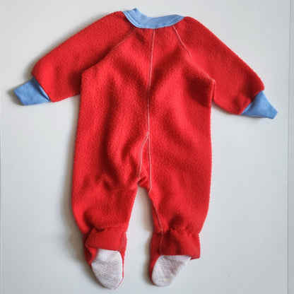Gerber Vintage 80s Baby Red & Blue Fleece Footie Zip Sleeper Size 7-12 months