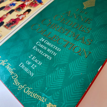 Anne Geddes Christmas Card Set – Vintage 1990s Greeting Cards Boxed Set – 24 Unused Cards w/ Envelopes – “Twelve Days of Christmas”