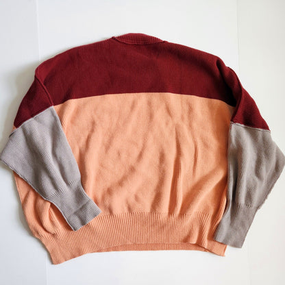 Free People Easy Street Oversized Slouchy Colorblock Tunic Sweater Peach Combo | Women's Size M