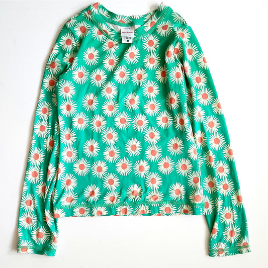 Hanna Andersson Mixie Rashguard White Daisy On Minty Green Size 10 | 140 cm