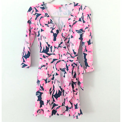 Lilly Pulitzer Jessalynne Romper in Inky Navy Flamingle Skort Dress Size XS