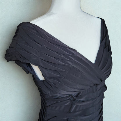 🖤 Adrianna Papell Black Ruched Vintage Style Cocktail Dress Women’s Size 8