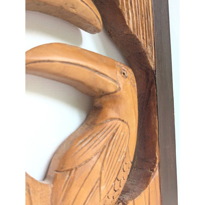 Vintage Hand Carved Wooden Toucans Wall Hanging from Costa Rica South America