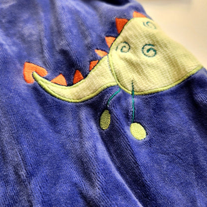 Carter's Vintage Y2K Blue Dragon & Knight Velour Footed Pajamas Sz 0-3 mos
