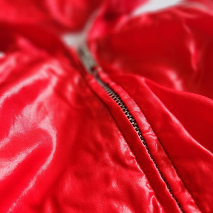 Quiltex Vintage 1970s Infant Red Nylon Windbreaker Hooded Jacket Size 18 months