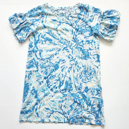 Lilly Pulitzer Girls Mini Linden Dress Bennet Blue Shell Size XL 12-14