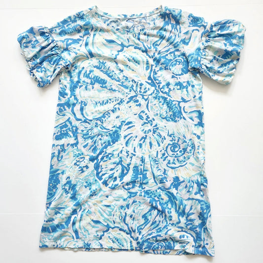 Lilly Pulitzer Girls Mini Linden Dress Bennet Blue Shell Size XL 12-14