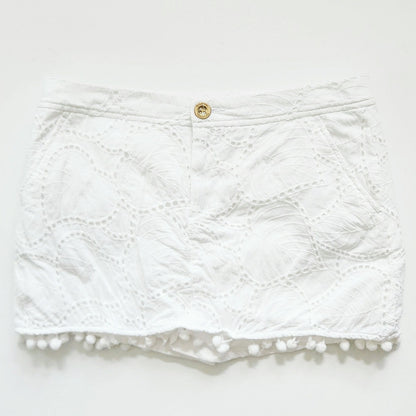 Lilly Pulitzer Lorelie Skort Resort White Leaf Eyelet Skirt | Women's Size 2