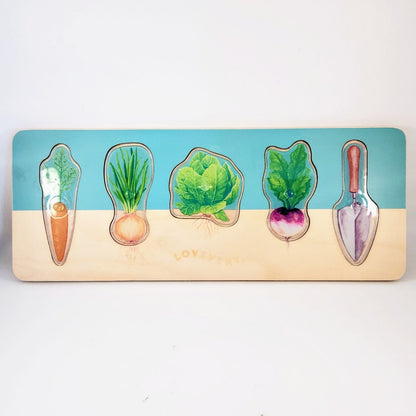 Lovevery Kids Montessori Community Garden Vegetable Puzzle from The Adventurer Play Kit Months 16, 17, 18