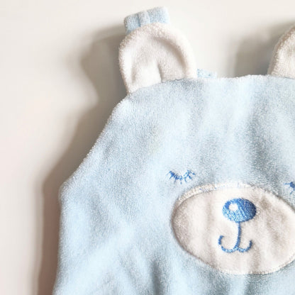 Carter's Vintage 1980s Velour Baby Blue Bear Footie Overalls Size 0-3 months