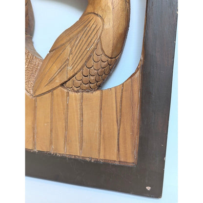 Vintage Hand Carved Wooden Toucans Wall Hanging from Costa Rica South America