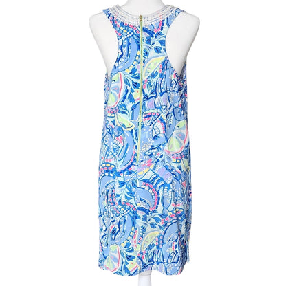 Lilly Pulitzer Carlotta Shift Dress Blue Peri Pinch Corded Lace Women's Size 10 | Resort Wear