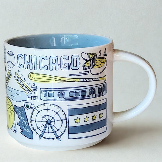 Starbucks Chicago Been There Series Collectible Ceramic Blue Glazed Coffee Mug | Home