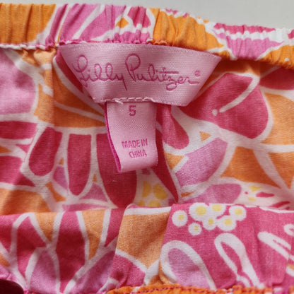 Lilly Pulitzer Vintage Y2K 2000s Girls Pink Orange Daisy Skirt w/ Rick Rack Sz 5