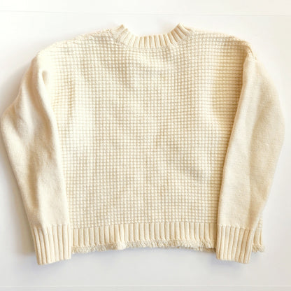 Madewell Stitchmix Pullover Sweater Ivory Merino Wool Size Small EUC