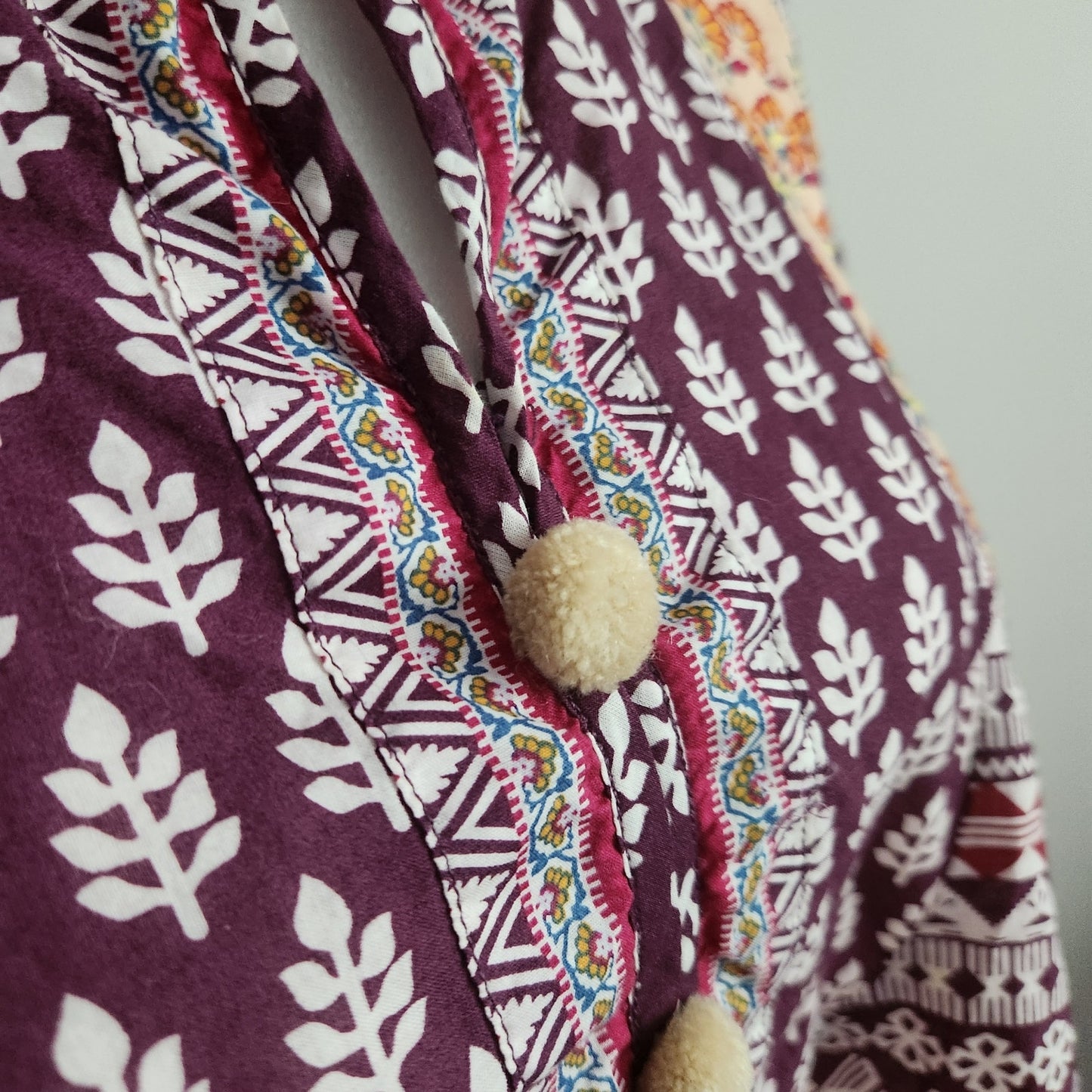 Khaadi Women's Bohemian Cotton Pom Pom Long Sleeve Flare Tunic Made in Pakistan Size 8
