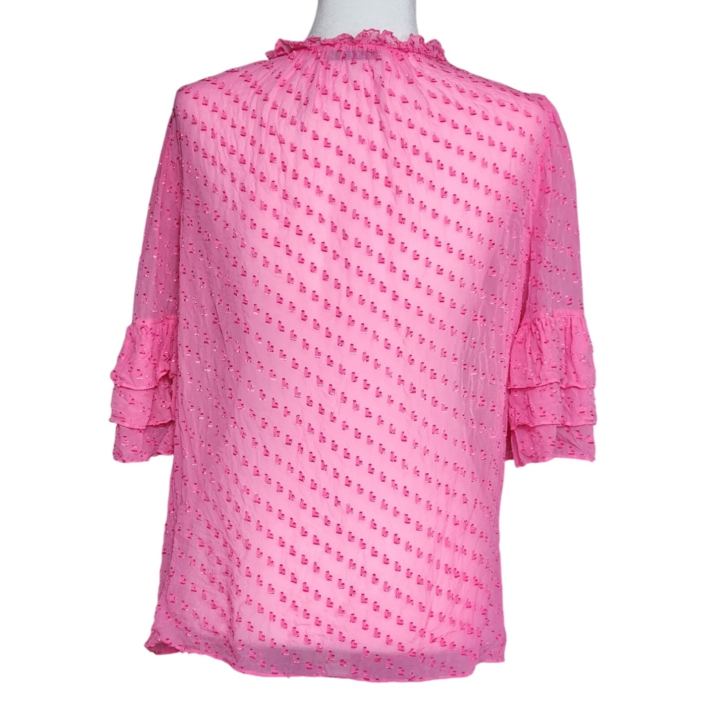 Alice + Olivia Women's Julius Tier Sleeve Silk Blend Blouse Hot Pink Size M