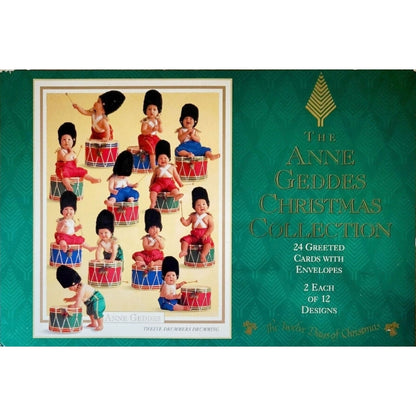 Anne Geddes Christmas Card Set – Vintage 1990s Greeting Cards Boxed Set – 24 Unused Cards w/ Envelopes – “Twelve Days of Christmas”
