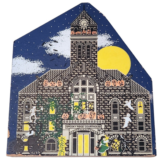 Cat's Meow Spooky Ridge Courthouse Shelf Sitter Vintage 1999 Halloween Decor