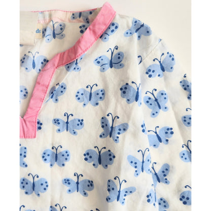 Pottery Barn Kids Allover Periwinkle Butterfly Baby Tunic Size 2T-3T 100% Cotton