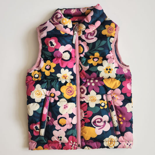 Hanna Andersson 	Superlight Down Vest Navy Multi Floral Size 5 | 110 cm