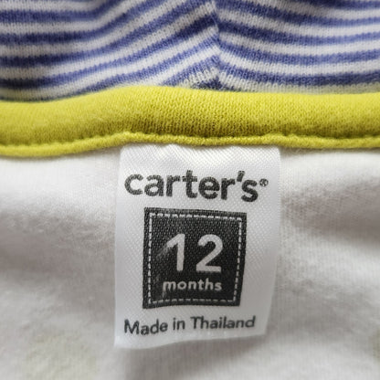 Carter's Vintage Y2K Short Sleeve Zip Hoodie Polka Dots Purple Flower Sz 12 mos