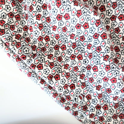 Class Club Vintage 90s Red Gray Floral Long Sleeve Bubble Suit Romper Sz 24 mos