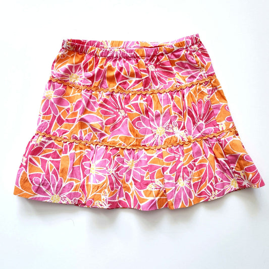 Lilly Pulitzer Vintage Y2K 2000s Girls Pink Orange Daisy Skirt w/ Rick Rack Sz 5