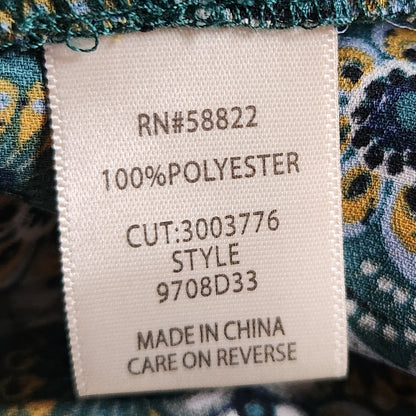 Max Studio Women's Green Long Sleeved Crepe Pleated Blouse Size L