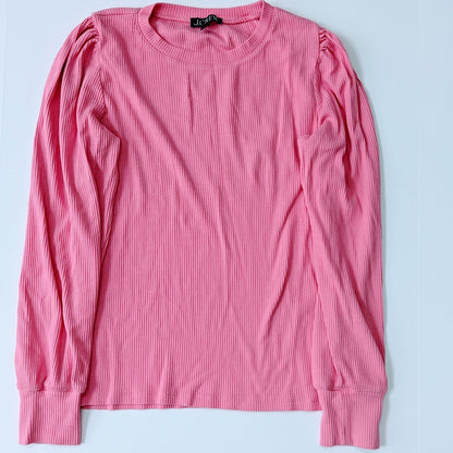 J.Crew Pointelle Pink Long Puffed Sleeve T-shirt Women Size M Cotton Modal Blend